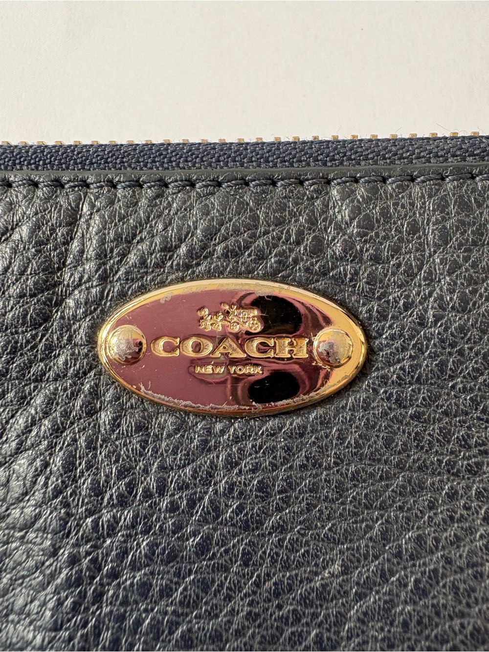Coach Lyla Pebbled Leather Crossbody Purse Bag Dark Navy Blue Academia Career - Picture 2 of 13